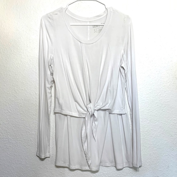 Latched Mama Tops - Latched Mama Long Sleeve Front Knot Nursing Breastfeeding Shirt White